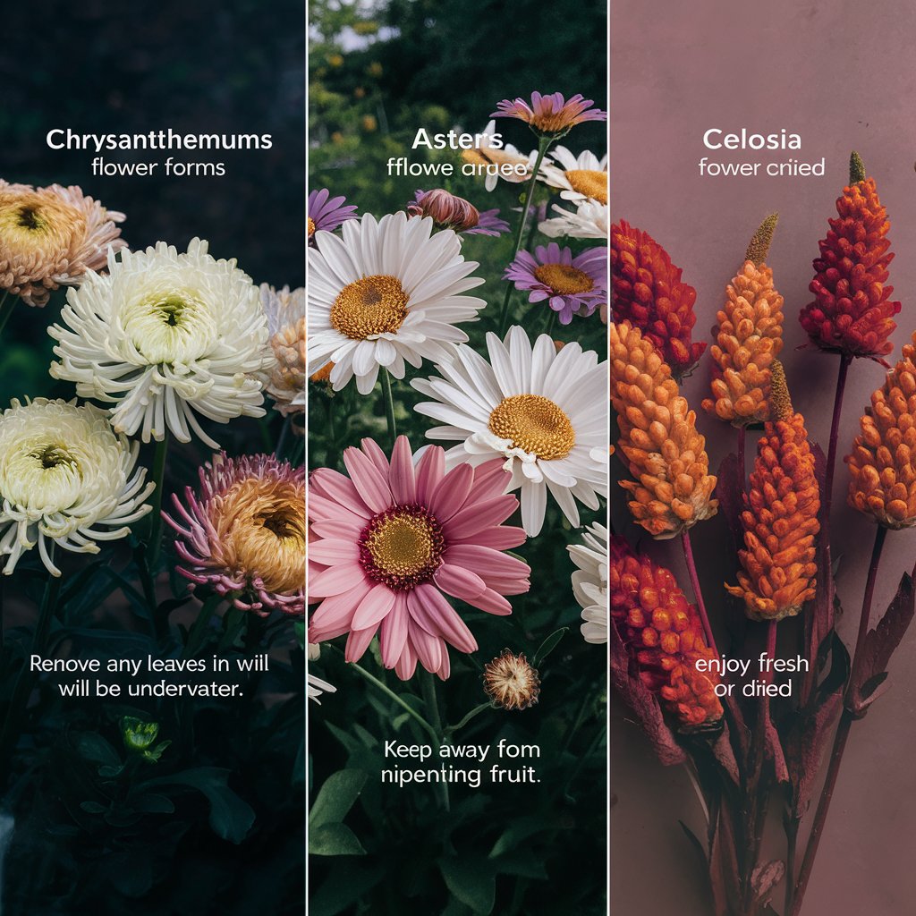 Cut Flowers : Chrysanthemums , Asters & Celosia Flowers