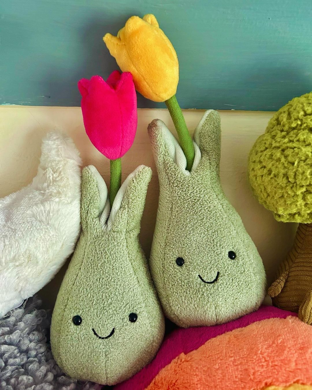 The Flowerlette Series by Jellycat features delightful, plush flowers with adorable faces and soft, pastel petals, bringing a touch of whimsy and comfort to any space.
