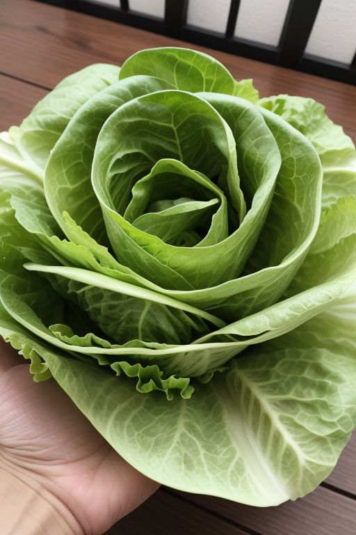 A person holds a large green cabbage, showcasing its vibrant color and fresh appearance against a neutral background.