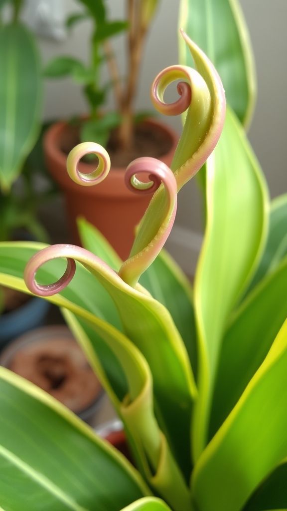 Snake plant leaves curling inward due to stress
