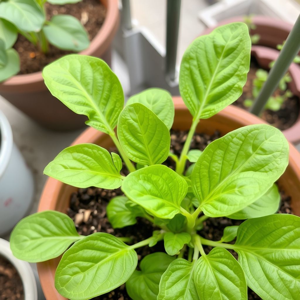 Spinach grow in Pot in balcony garden