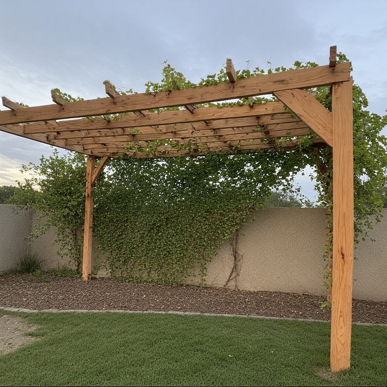 Wooden Pergola with Vines - Patio Cover Ideas