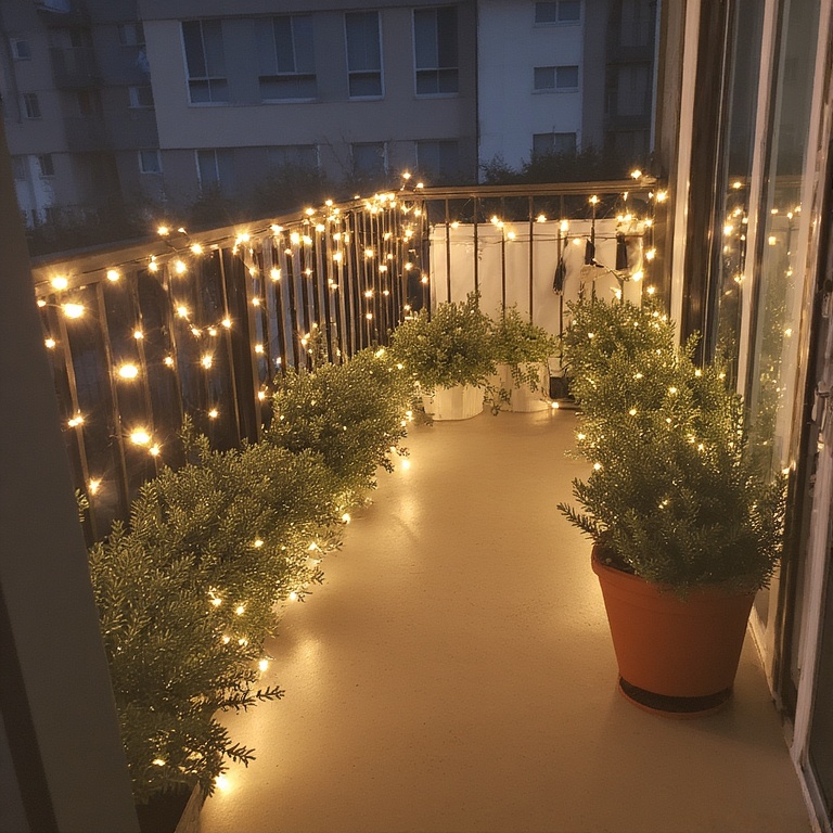 Line a Path: If your balcony floor is safe for it, use a few solar-powered stake lights along the edge to define the space and add a gentle guide.