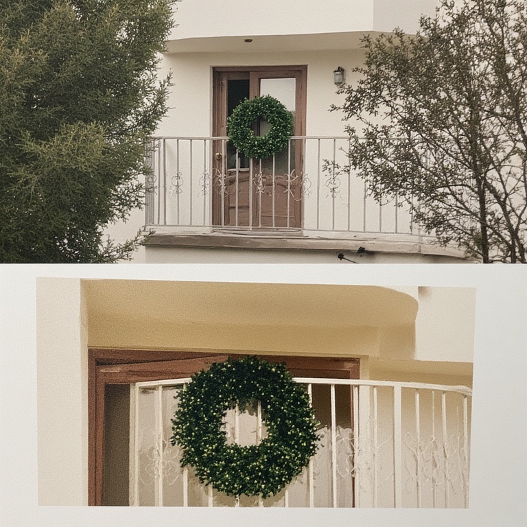 Hang a Statement Wreath: Your front door might get one, but your balcony door deserves one too! A lush, real or artificial wreath on the door or wall makes a big impact.