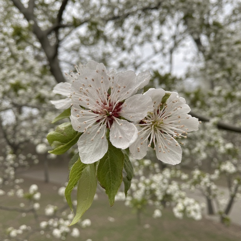Plum Blossom (Prunus domestica) Petaled White Flower