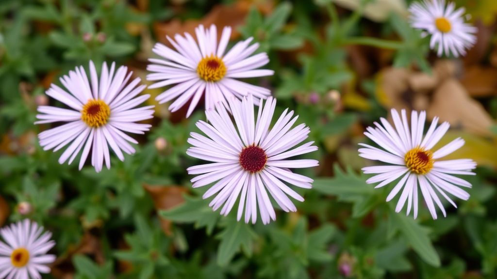 Aster star-shaped blooms in fall.